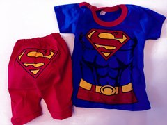 Set Disfraz superman liga de la justicia short y remera 100% algodon - comprar online
