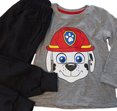 Set conjunto marshall paw patrol patrulla canina remera gris y pantalon pijama unisex