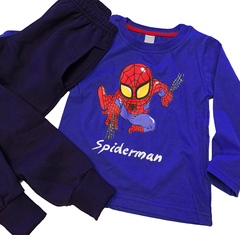 Set conjunto spiderman hombr araña remera azul y pantalon pijama