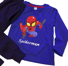 Set conjunto spiderman hombr araña remera azul y pantalon pijama - tienda online