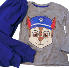 Set conjunto chase paw patrol patrulla canina remera gris y pantalon pijama unisex