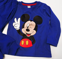 Set conjunto mickey mouse tipo disney remera azul y pantalon pijama - Piojis Ropita Importada