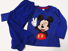 Set conjunto mickey mouse tipo disney remera azul y pantalon pijama - tienda online