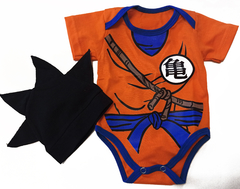 conjunto disfraz Goku Dragon Ball Z body manga corta y gorro unisex