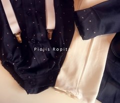 Imagen de Set conjunto traje bautismo blazer body camisa zapatos pantalon moño y tiradores