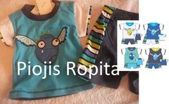 Set conjunto 2P bermuda y remera con murcielago bordado