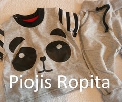 Set canchero de oso panda remera con babucha gris - comprar online