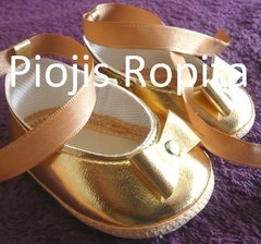 zapatitos guillermina doradas con lazo dorado en eco cuero para bautismo fiesta o casamiento - comprar online