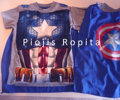 Remera disfraz capitan america con capa avengers