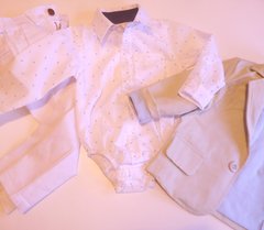 Set conjunto bautismo blazer saco body camisa blanco y pantalon - tienda online