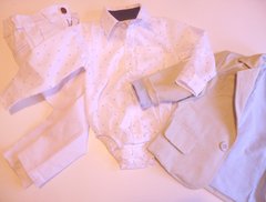 Set conjunto bautismo blazer saco body camisa blanco y pantalon