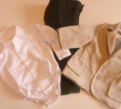 Set conjunto bautismo blazer saco body camisa blanco liso y pantalon