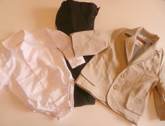 Imagen de Set conjunto bautismo blazer saco body camisa blanco liso y pantalon
