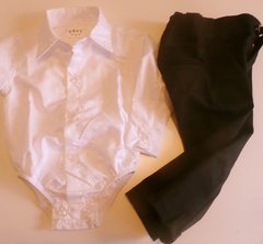 Set conjunto traje bautismo body camisa blanco liso y pantalon