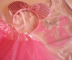 Set disfraz minnie mouse pollera tutu body y vincha orejas