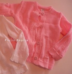 Set conjunto vestido floreado y saquito tejido rosa en internet