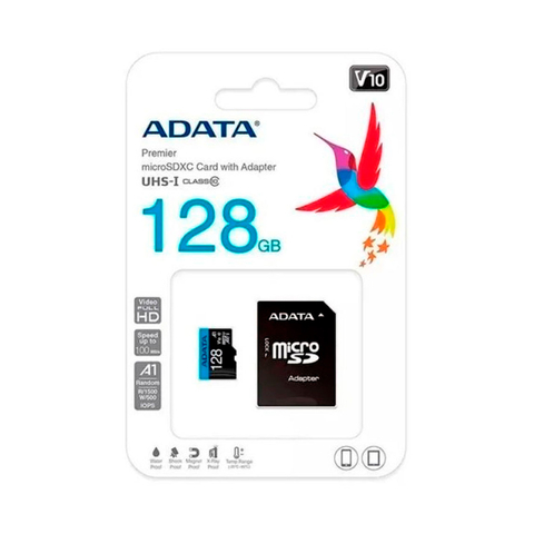 Tarjeta de Memoria Micro Sd Adata 128gb Full HD Con Adaptador Clase 10