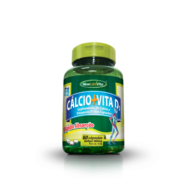 Cálcio + Vita D3 (Suplemento de Cálcio e Vitamina D3) - 60 Cáps - 860mg (New Labs Vita)
