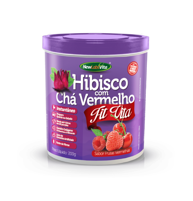 Chá Hibisco & Chá Vermelho - Sabor Frutas Vermelhas - Fit Vita - 200g (New Labs Vita)