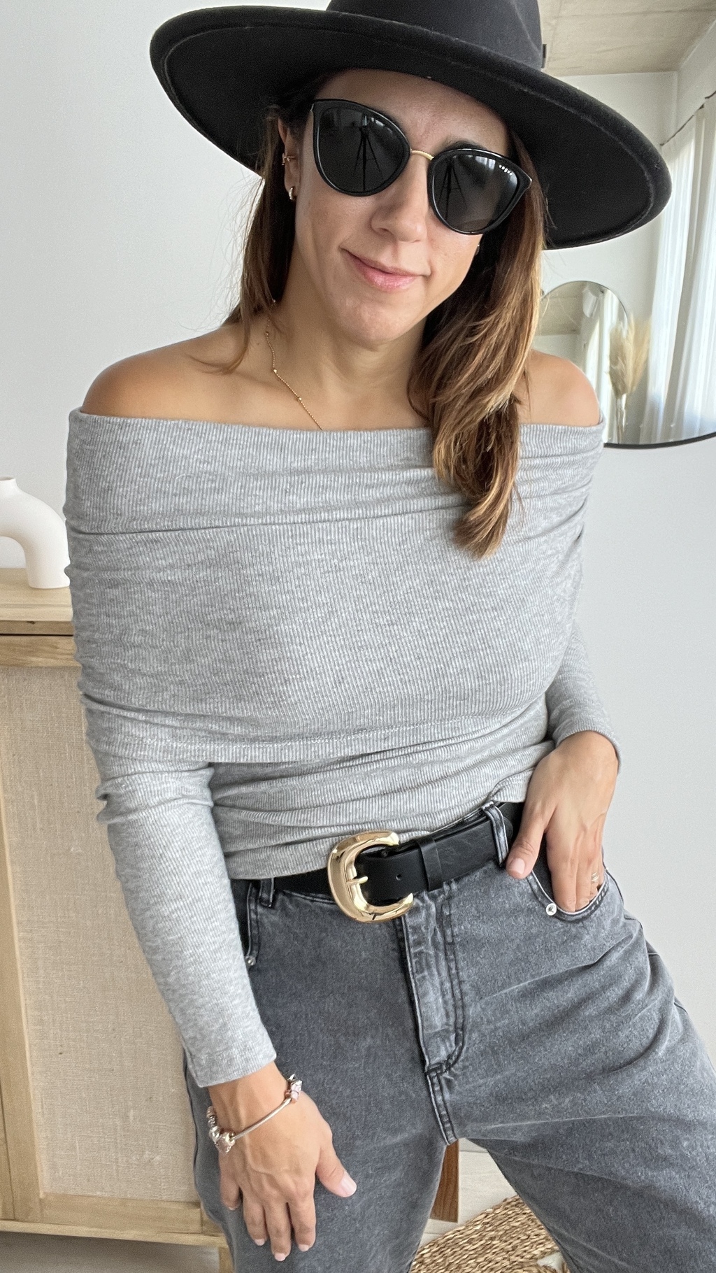 Sweater Cuello Bote Gris GANGA Comprar en Simona