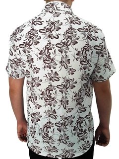 camisa masculina florida branca