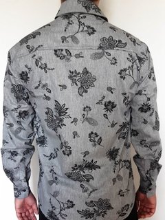 Camisa Floral Cinza Social Masculina Florida Manga Longa - comprar online