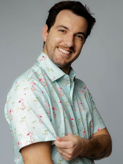 camisa com estampa de flamingo