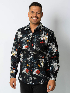 camisa floral manga longa