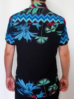 Camisa Estampada Floral Social Preta Florida Masculina Nova! na internet