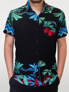 camisa masculina florida preta