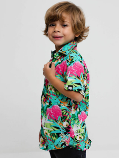 camisa florida havaiana infantil