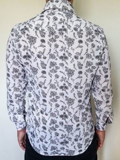 Camisa Branca Manga Longa Estampada Floral Florida - Pronta! na internet