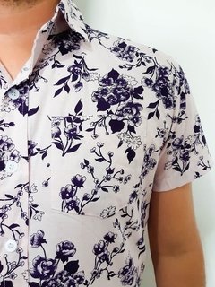 Camisa Floral Masculina Branca - PhiPhi Camisaria