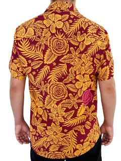 camisa floral vermelha masculina