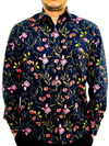 camisa floral preta