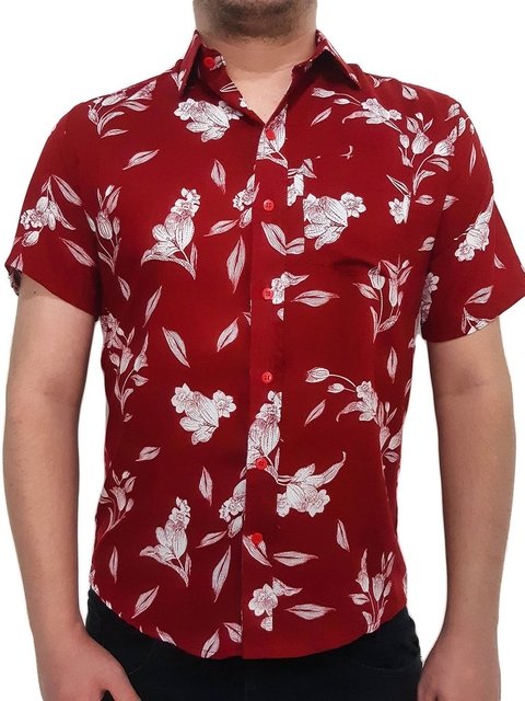 Camisa floral vermelha masculina sales