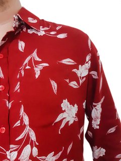 camisa vermelha estampada masculina