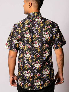 camisa estampada floral azul