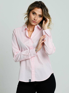 camisa social rosa feminina