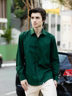 camisa verde manga longa