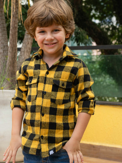 camisa xadrez amarela infantil