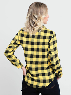 camisa xadrez feminina amarela