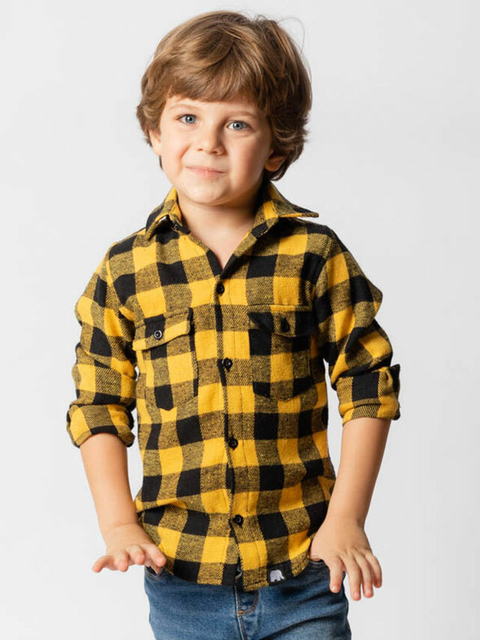 Camisa Xadrez Amarela Infantil - Phiphi Camisaria