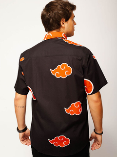 Camiseta Masculina Algodão Naruto Akatsuki Nuvem Vermelha