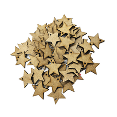 100 Apliques Estrelas Tag Pingente Mdf Cru Artesanato 2cm - comprar online