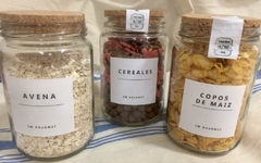 Frascos alacena con tapa de corcho y etiqueta personalizada, para frutos secos o cereales. - comprar online
