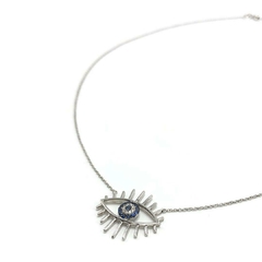 Colar olho grego com safira azul e diamante - comprar online