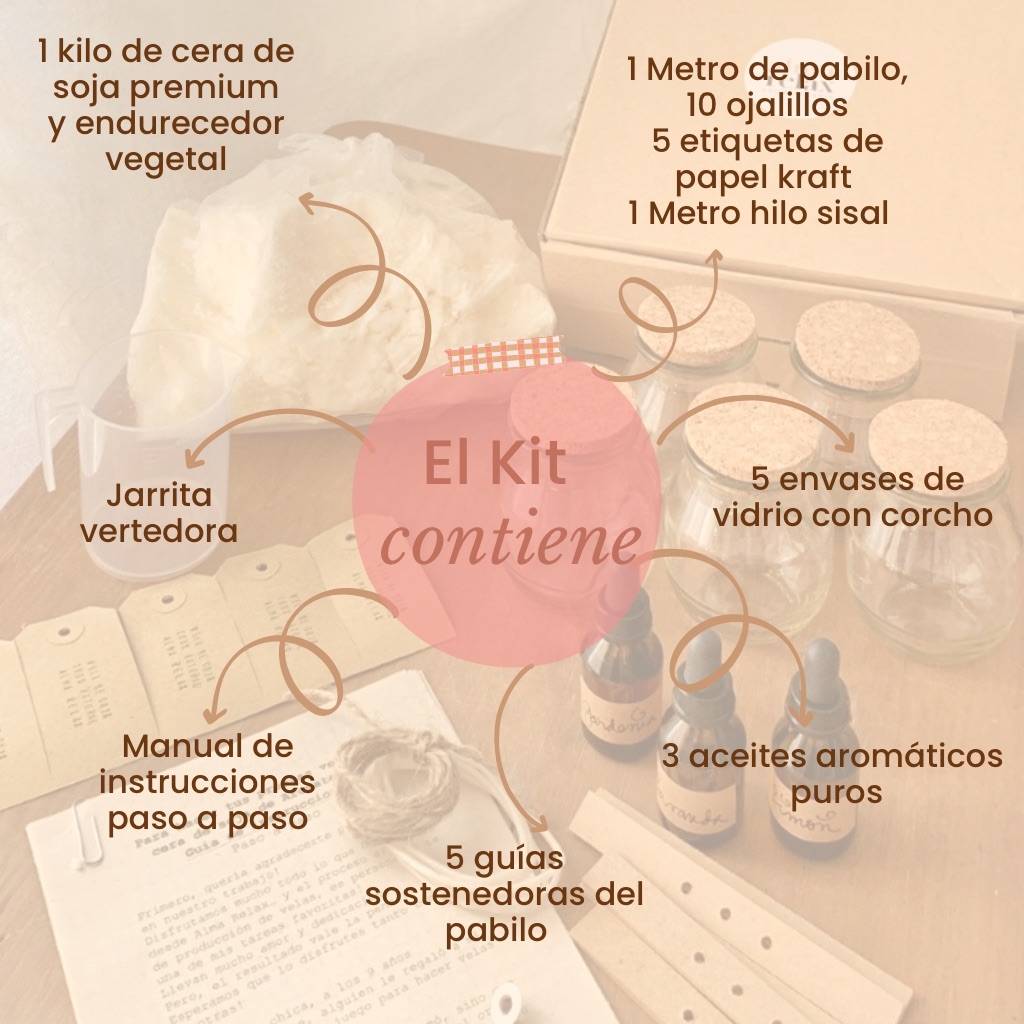 Kit Completo Para Hacer Velas De Soja + 5 Frascos Con Tapa