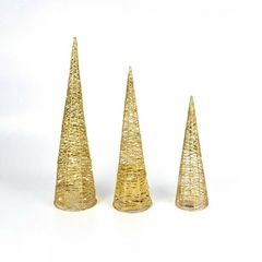 CONO ÁRBOL NAVIDAD CONO CON LUZ 40cm DORADO Y PLATEADO - comprar online