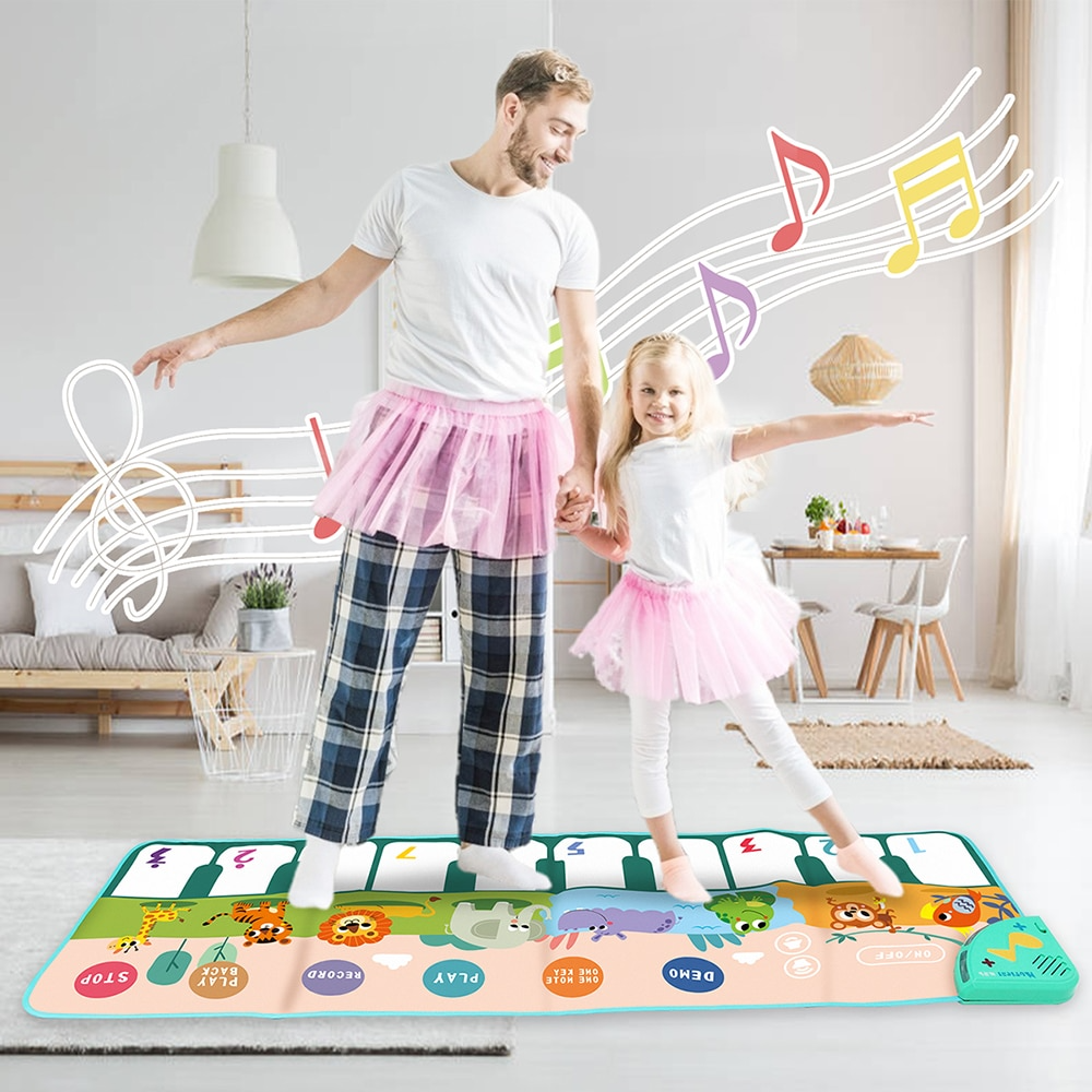 2 Pcs piano musical do bebê | jogo musical macio,dança com 8 sons  instrumentos diferentes, cobertor teclado chão música para crianças (1 a 3  anos)